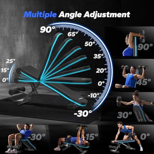 Miniatura de Banco de Pesas Plegable MERACH: Ajustable, 72 Ángulos y Soporta 450 kg 4