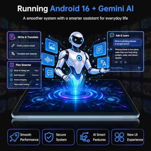 Miniatura de Tablet Android 11" Octa-core con IA Gemini, Widevine L1. Incluye Kit Completo: Teclado, Funda, Mouse, Lápiz Óptico. Pantalla HD, Wi-Fi, BT 5.0, Cámara Dual, GPS 6