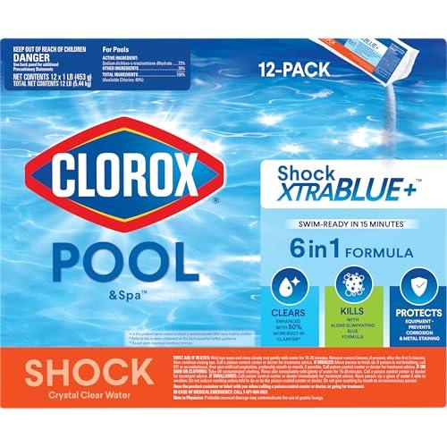 Clorox® Pool&Spa™ Shock XTRABLUE® Plus, Kills Bacteria & Algae in Swimming Pools, Swim-Ready in 15 Minutes, (12-Pack), Granular