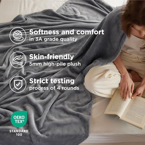 Bedsure GentleSoft Fleece Throw Blanket for Couch Grey - Lightweight Plush Fuzzy Cozy Soft Spring Blankets and Throws for Sofa, 50x60 inches thumbnail 3