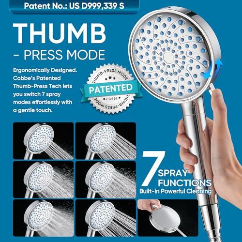 Miniatura de Regadera Filtrada Cobbe Alta Presión con Ducha de Mano, 7 Modos y Filtros para Agua Dura 5