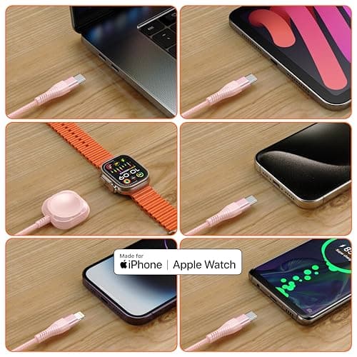 Apple Watch Charger Multi Charging Cable 6FT, Nylon Braided USB AM Port to Lightning Type C USB C Cord iWatch Magnetic Wireless 3 in 1 Charging Wire for iPhone Android Phone and iW thumbnail 5
