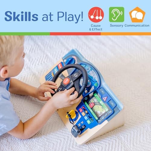 Melissa & Doug Vroom & Zoom, Interactive Wooden Dashboard, Racing Car Steering Wheel Toy, Lights & Sounds, Preschool Learning Toys for Girls & Boys 3+ - FSC Certified thumbnail 6