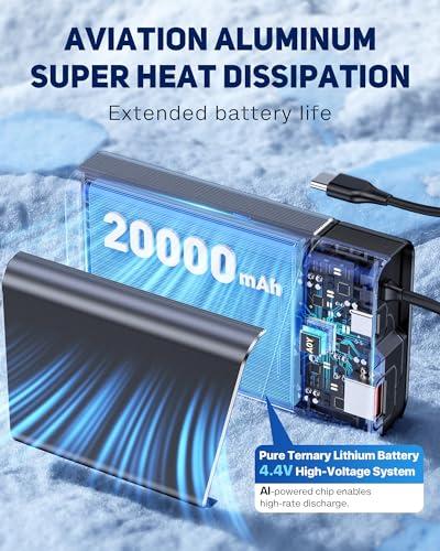 Cargador Portátil 20000mAh 22.5W Carga Rápida con Carcasa de Metal Aeroespacial para iPhone y Android