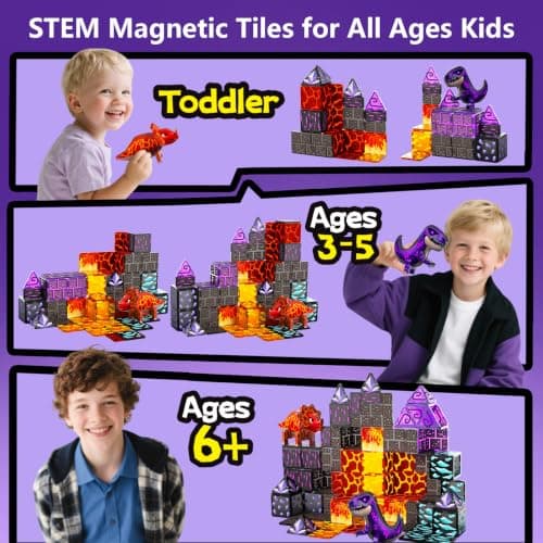GobiDex Magnetic Tiles Lava & Cave Dinosaur Toys for Kids 3-5 5-7 thumbnail 4