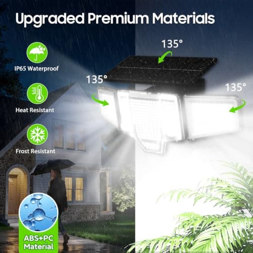 TuyLuxe Solar Flood Lights,4000LM Dual Motion Sensor Outdoor Lights, 2 Pack | 366 LED 300° Solar Motion Lights Outdoor, Large Solar Panel, 3500mAh, IP65 Waterproof Outside Security for Yard Patio Gara