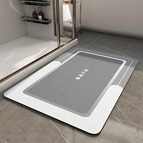 MontVoo-Bath Mat-Bathroom Mat Rug Non Slip Super Absorbent Stain Resistant Quick Dry Thin Bath Rug-Bath Mats for Bathroom Floor Bathtub Vanity-Bathmat Bath Rug Easy Care-17"x27" Gr