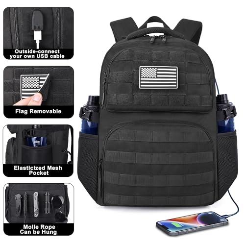 MOZETO Laptop Backpack, 17 Inch Tactical Inspired Utility Large Laptop Backpacks for Men with USB Charger Port 18x14x8 Flight Approved Personal ltem Travel Bag Computer Bag thumbnail 6