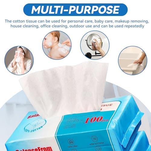 Elevon Multi-Purpose 100% Unscented Cotton Tissue Soft Dry Facial Cotton Wipes for Sensitive Skin, , White (Pack of 18) thumbnail 4