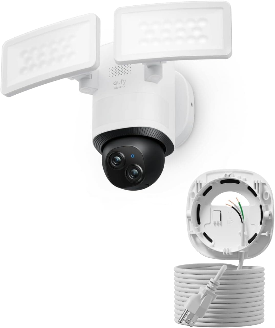 eufy Floodlight Camera E340 with AC Cable, Security Camera Outdoor, 360° PTZ, 24/7 Recording, 2.4G/5G Wi-Fi, 2000 LM, Motion Detection, Built-in Siren, Dual Cam