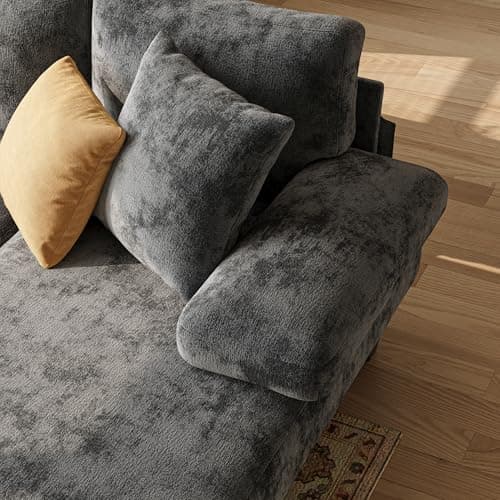 Txtin's Sleeper Sofa with Pull Out Couch Bed | 112 Inch Couches for Living Room | U-Shaped Convertible Sofa Bed | Chenille Dark Grey thumbnail 4