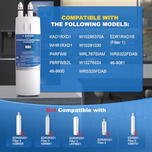 Miniatura de Reemplazo Filtro de Agua W10295370A Compatible EDR1RXD1 y Modelos Whirlpool 3