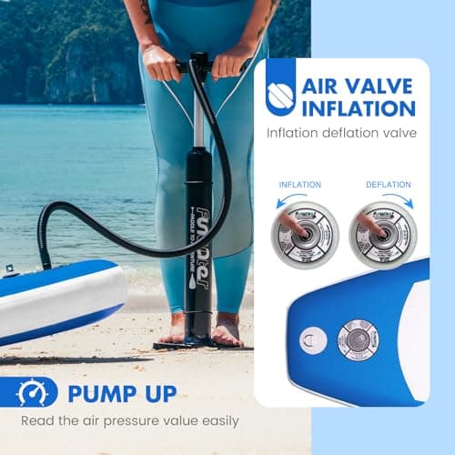 FunWater 10'×31"×6" Inflatable Stand Up Paddle Board with Premium SUP Paddleboard Accessories, Wide Stable Anti-Slip EVA Deck,Paddle Boards for Adults & Youth of All Skill Levels thumbnail 7