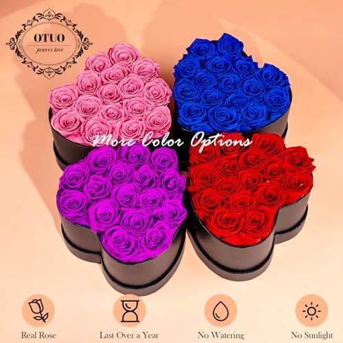 Otuo: 16 Rosas Preservadas Rojas en Caja de Corazón - ¡Duran hasta 2 Años!