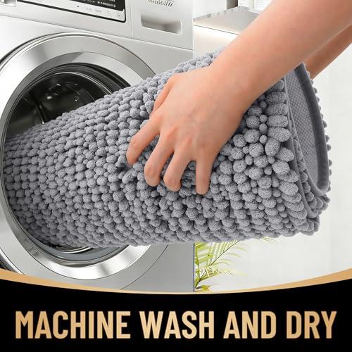 Tapete de Baño OLANLY Grueso, Suave y Súper Absorbente de Chenilla con Antiderrapante