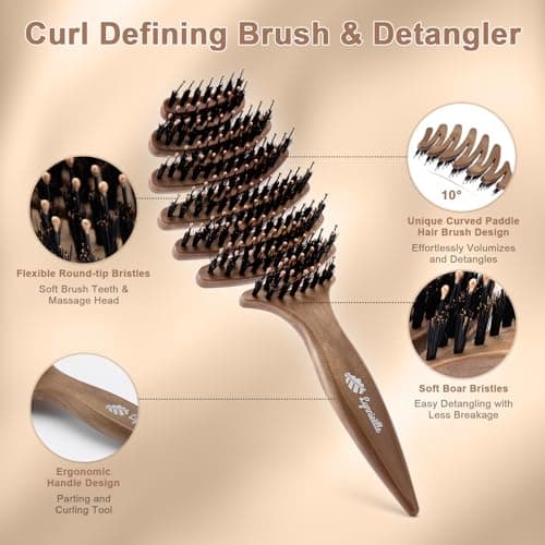 Lynnieëlle Boar Bristle Flexi Detangler Brush, Hair Brushes for Women | Extra Gentle on Sensitive Scalp, Wet & Dry Use for Fine Hair, Vented Brush for Women, Men & Kids - A Great Gift thumbnail 2