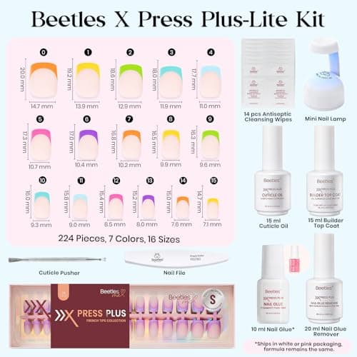 Beetles Press On Nails Kit - Short Square French Tip Nails Kit, 224 Pcs thumbnail 5