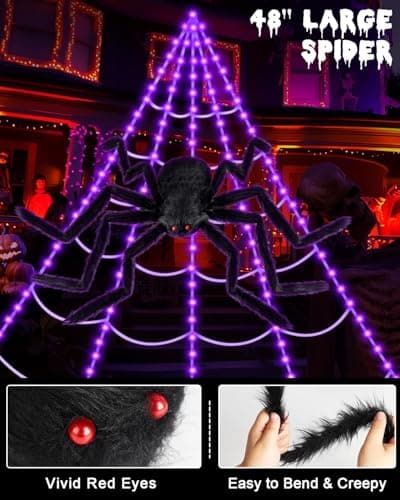 Brighter Spider Webs Halloween Decorations Lights,Halloween Decor thumbnail 2