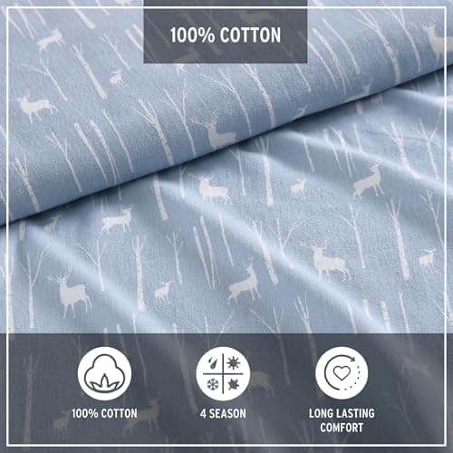 Eddie Bauer - Twin Sheets, Cotton Flannel Bedding Set, Brushed For Extra Softness, Cozy Home Decor (Birch Forest, Twin)