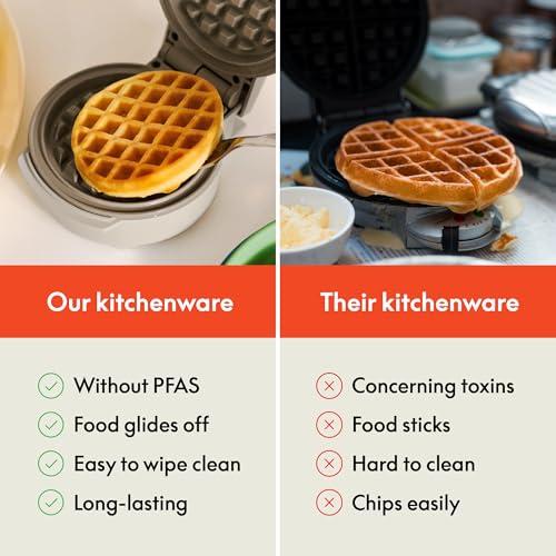 bella Snack-n-Store Mini Waffle Maker, EverGood™ Ceramic Nonstick Coating, Cord Wrap, Ready Indicator Light & Cool Touch Handles, Stackable Design & Customizable Plates, 350 Watt,  thumbnail 7