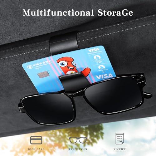KAFANLIN: Paquete Doble de Soportes 2 en 1 para Gafas y Tarjetas en Visor de Coche