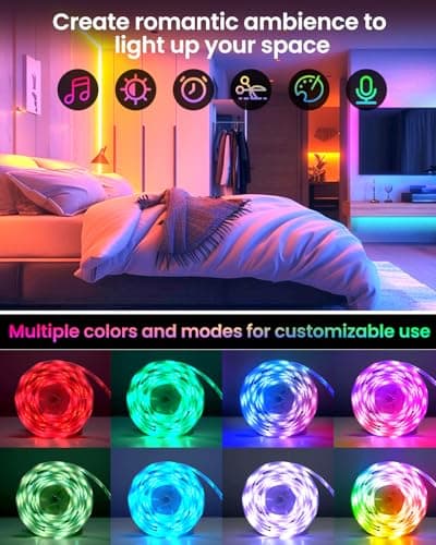 Miniatura de Pak LED Lights for Bedroom 16.4ft, Smart RGB+IC LED Strip Lights with App/Remote Control, Music Sync Color Changing Flexible LED Lights with 64 Scene Modes for Party, Home, Christm 4