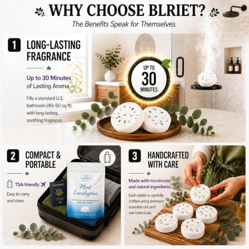 Blriet Shower Steamers Aromatherapy 18 Pack Gifts for Women Mom Wife | Teen Girls Christmas White Elephant Gift Stocking Stuffers Spa Natural Essential Oils Stress Relief Eucalyptus Mint Lavender