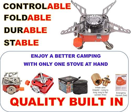 Camping Stove, Backpacking Stove, Foldable, Portable, Lightweight, Piezo Ignition, Single Burner Adjustable, Premium Mini Powerful and Stable Camp Stove for Hiking Picnic, 1+2+1+1p thumbnail 9