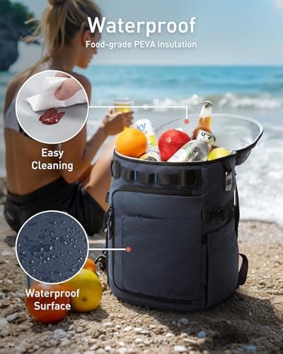 TOURIT 38 Cans Backpack Cooler with 2 Insulated Compartments, Black