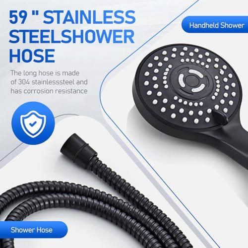 Seacity Wide Rain Shower Head With 5 Modes Handheld Showerheads, High Pressure Showerhead Combo with Extension Arm for Bathroom Accessories, Adjustable Shower Head with Anti-Clog N