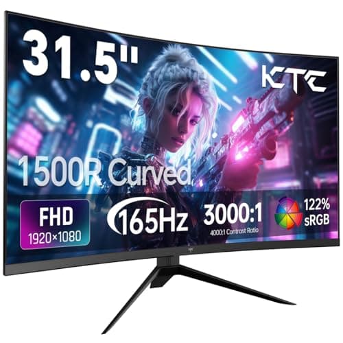 KTC 32 Inch Curved Gaming Monitor, FHD 1080P 165Hz PC Monitor, 1500R, 122% sRGB with HDR, FreeSync Premium, HDMI 2.0x2, DisplayPort 1.4, VESA Compatible, Tilt Adjustable, Eye Care,