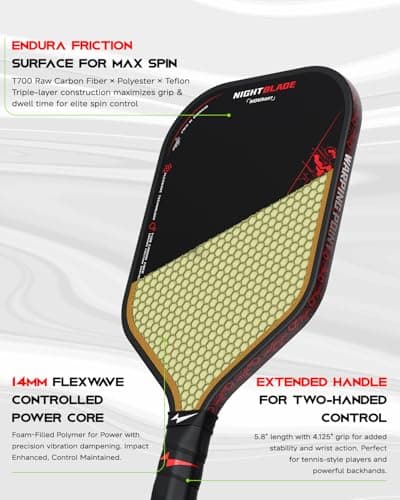Miniatura de Pala de Pickleball Nightblade Avalada por Tina Pisnik, Núcleo de Polímero con Espuma, Aprobada USAPA/UPA-A, Superficie Endura Friction y Mango Largo 2