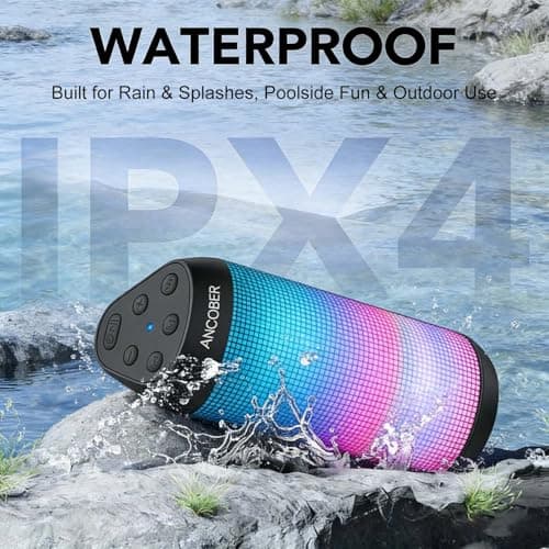 Bluetooth Speaker Portable Wireless, 20W Stereo Loud Sound, 8 Modes LED Light Show, 30H Playtime, IPX4 Waterproof, TWS Pairing, Built-in Mic, BT5.3 for Outdoor, Party, Travel, Home thumbnail 4