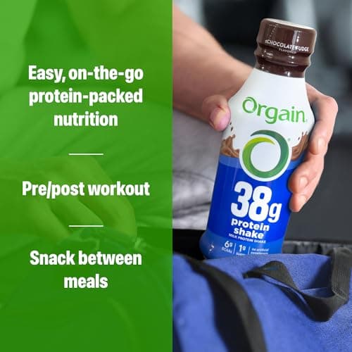 Miniatura de Batido Orgain Proteína Grass-Fed 38g, 6g BCAAs, Chocolate (12p). Listo para Beber, Keto y Sin Gluten. 6