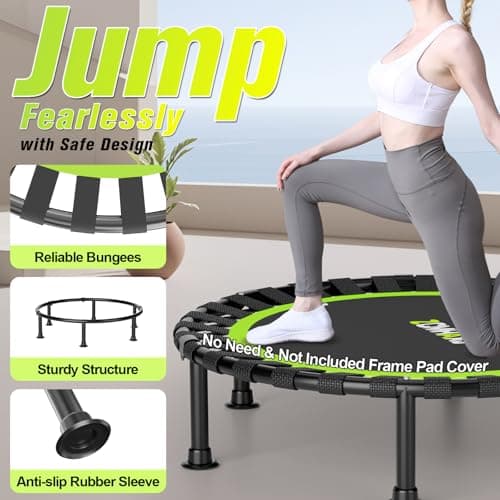 ZCMHAXJ Foldable Mini Trampoline, 36"/40"/48" Rebounder Trampoline for Adults, 440lbs Capacity Indoor Fitness Workout Exercise Equipment thumbnail 3