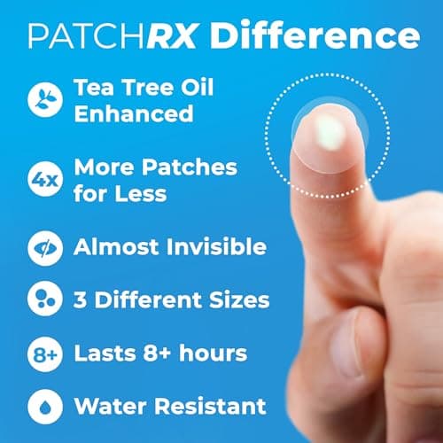 PatchRx Pimple Patches for Face (120 Patches), Hydrocolloid Acne Patches with Tea Tree Oil, Pimple Patch Pimple Stickers - Hydrocolloid Patch Acne Dots - Acne Pimple Patches For Fa thumbnail 4