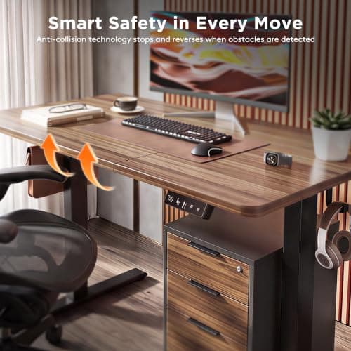 Standing Computer Gaming Office Desk - 48 x 24 Inches Adjustable Stand Up Electric Height Rising Table with Memory Presets for Home Study Writing Work, Stable Steel Frame, Easy Assembly, Dark Walnut thumbnail 6