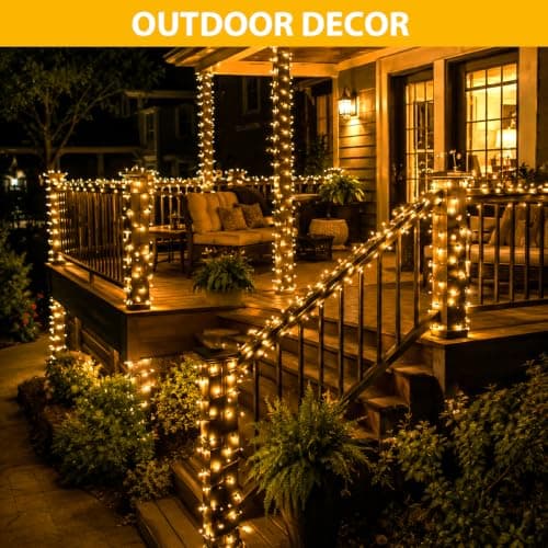 100FT Warm White Christmas String Lights, Outdoor Waterproof LED,Green Wire