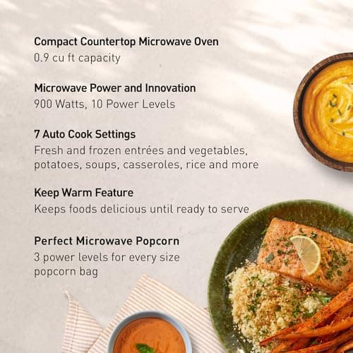 Panasonic Countertop Microwave Oven, 900W, 0.9 Cu. Ft., Sensor Cook and Reheat, 10 Power Levels, Auto Defrost, Keep Warm, Child Lock, Black Stainless Steel - NN-SB44QS thumbnail 2
