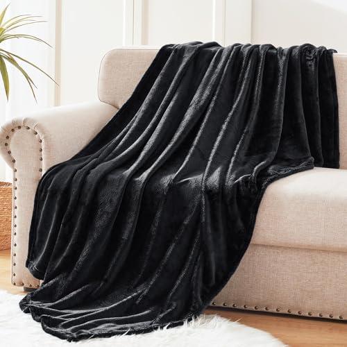 Exclusivo Mezcla Fleece Black Throw Blanket for Couch, Sofa, Super Soft and Warm Blankets, All Season, Cozy, Plush, Lightweight, 50x60 Inches thumbnail 3