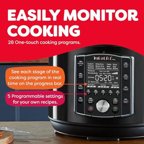 Instant Pot Pro (8 QT) 10-in-1 Pressure Cooker, Slow Cooker, Rice/Grain Cooker, Steamer, Sauté, Sous Vide, Yogurt Maker, Sterilizer, and Warmer, Includes App with Over 800 Recipes, thumbnail 4