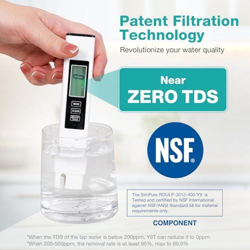 SimPure Y9T UV: Filtro de Agua RO de Encimera, Cero TDS, 300 GPD, 6 Etapas
