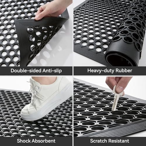 Felpudo RESARE para Exterior 17"x30" de Goma Antideslizante y Todo Clima