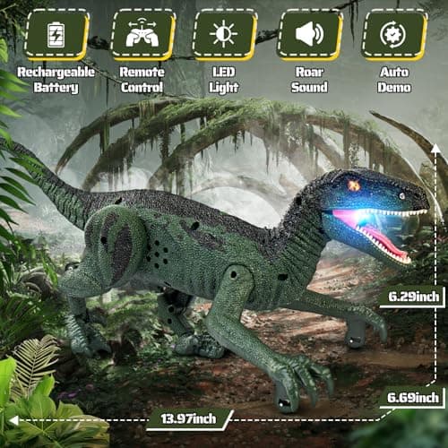 Rcfunkid Dinosaur Toys for Kids, 2.4GHz Remote Control Dinosaur with Walking, Realistic Sounds, Demo Mode, Rechargeable Jurassic Toys for 3-5, 5-7, 8-12, Birthdays, Parties, Christ thumbnail 2