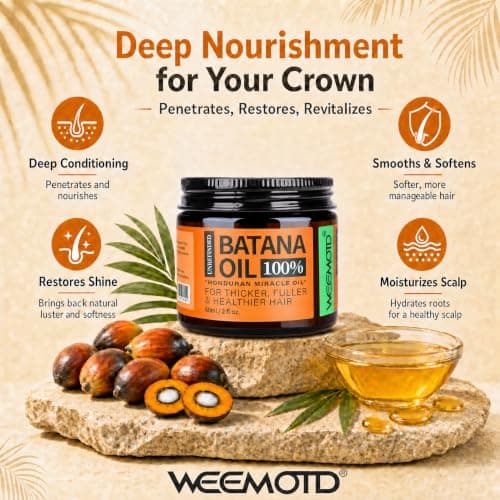Aceite de Batana Crudo WEEMOTD 100% Hondureño para Cabello, 2 Fl Oz