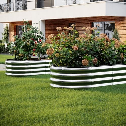 ZFHgarden Galvanized Metal Planter Round Raised Garden Bed Kit for Gardening Outdoor，2x2x1ft 2pc Grow Garden Box Raised Flower Bed，Round Galvanized Planter Outdoor Metal Fire Pit R thumbnail 6