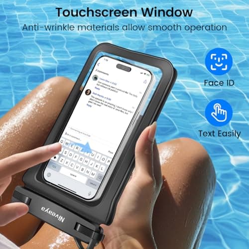 Niveaya Double Space Waterproof Phone Pouch - 2 Pack, Waterproof Phone Lanyard Case with iPhone 17/16/15/14/13 Pro Max up to 8.3", Phone Dry Bags for Vacation Beach Pool Kayak Cruise Travel Essentials thumbnail 5