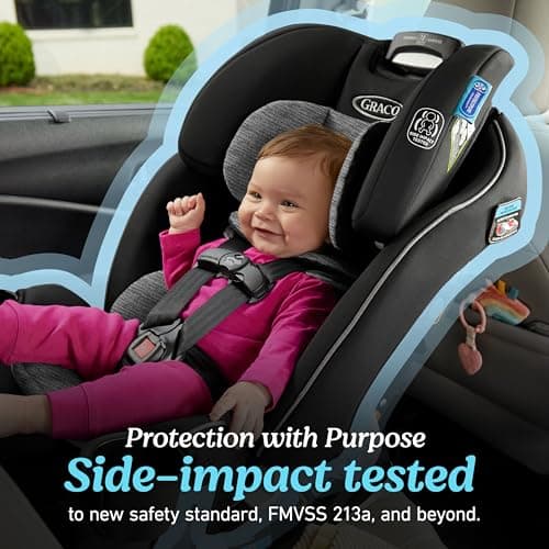 Graco Slimfit 3-in-1 Convertible Car Seat, Slim Car Seat with Space-Saving Design, Highback Booster Seat with 10-Position Headrest, Rear Facing and Forward Facing Carseat, Darcie thumbnail 5