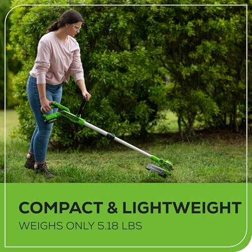 Greenworks 24V 12 in Cordless String Trimmer, 2.0 Ah Battery and Charger