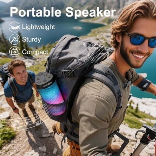 Bluetooth Speaker Portable Wireless, 20W Stereo Loud Sound, 8 Modes LED Light Show, 30H Playtime, IPX4 Waterproof, TWS Pairing, Built-in Mic, BT5.3 for Outdoor, Party, Travel, Home thumbnail 7